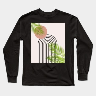 window with tropical leaf boho style Long Sleeve T-Shirt